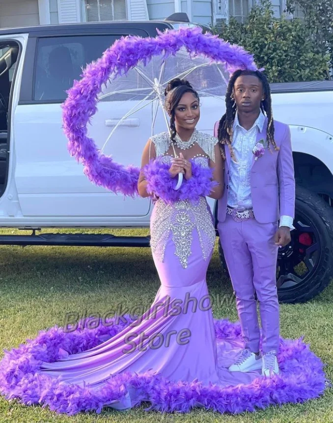 Роскошное фиолетовое длинное платье для выпускного вечера 2024 черных девушек