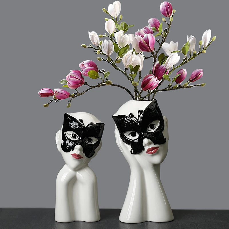 

Creative Human Head Face Flower Vases Portrait Vase Decorative Nordic Flower Pot Ornament Ceramics Statue Crafts Home Art Dercor