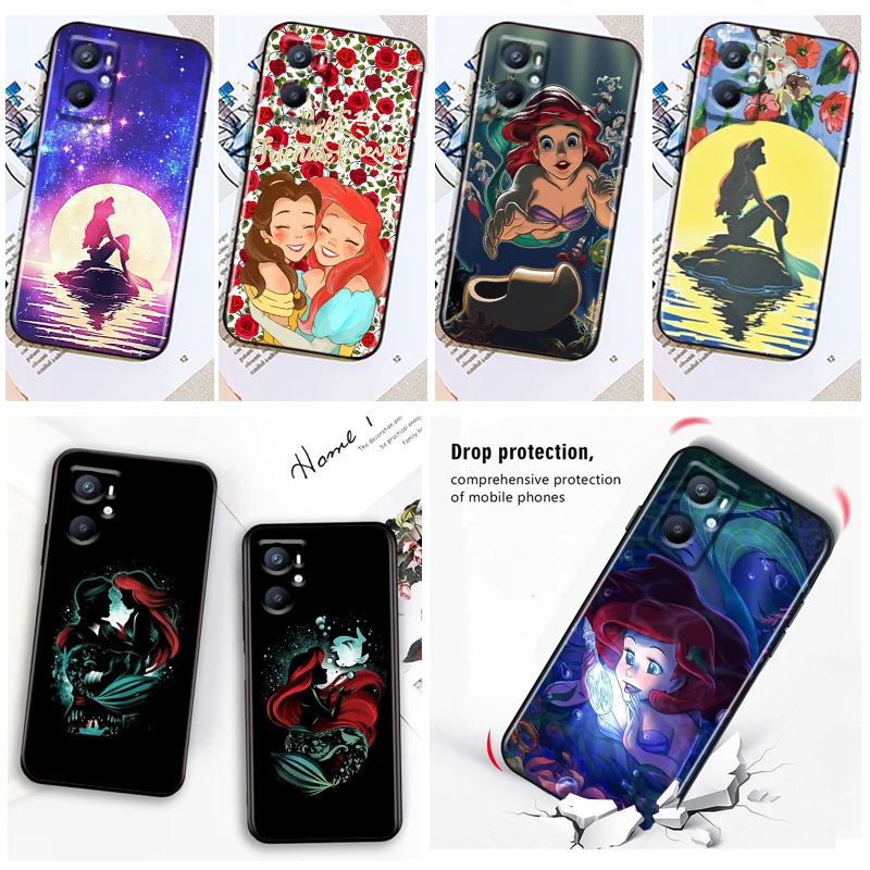 

The Little Mermaid Disney Phone Case Black For OPPO Find X5 X3 X2 Neo Lite A96 A57 A74 A76 A72 A55 A54S A53 A53S A16S A16 A9