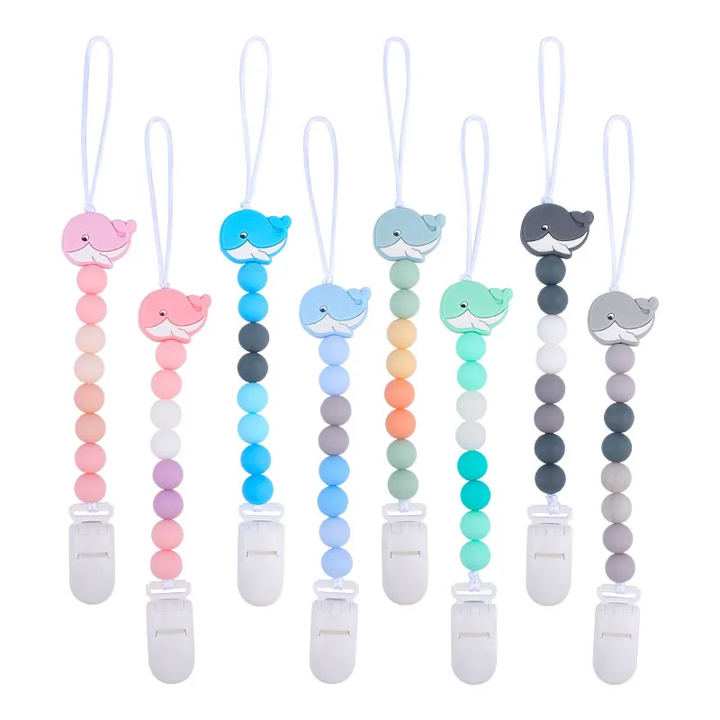 

Dolphin Baby Dummy Pacifier Infant Silicone Soother Nipple Clip Chain Holder Strap Toddler Chew Toy For Bebe Teether Teething
