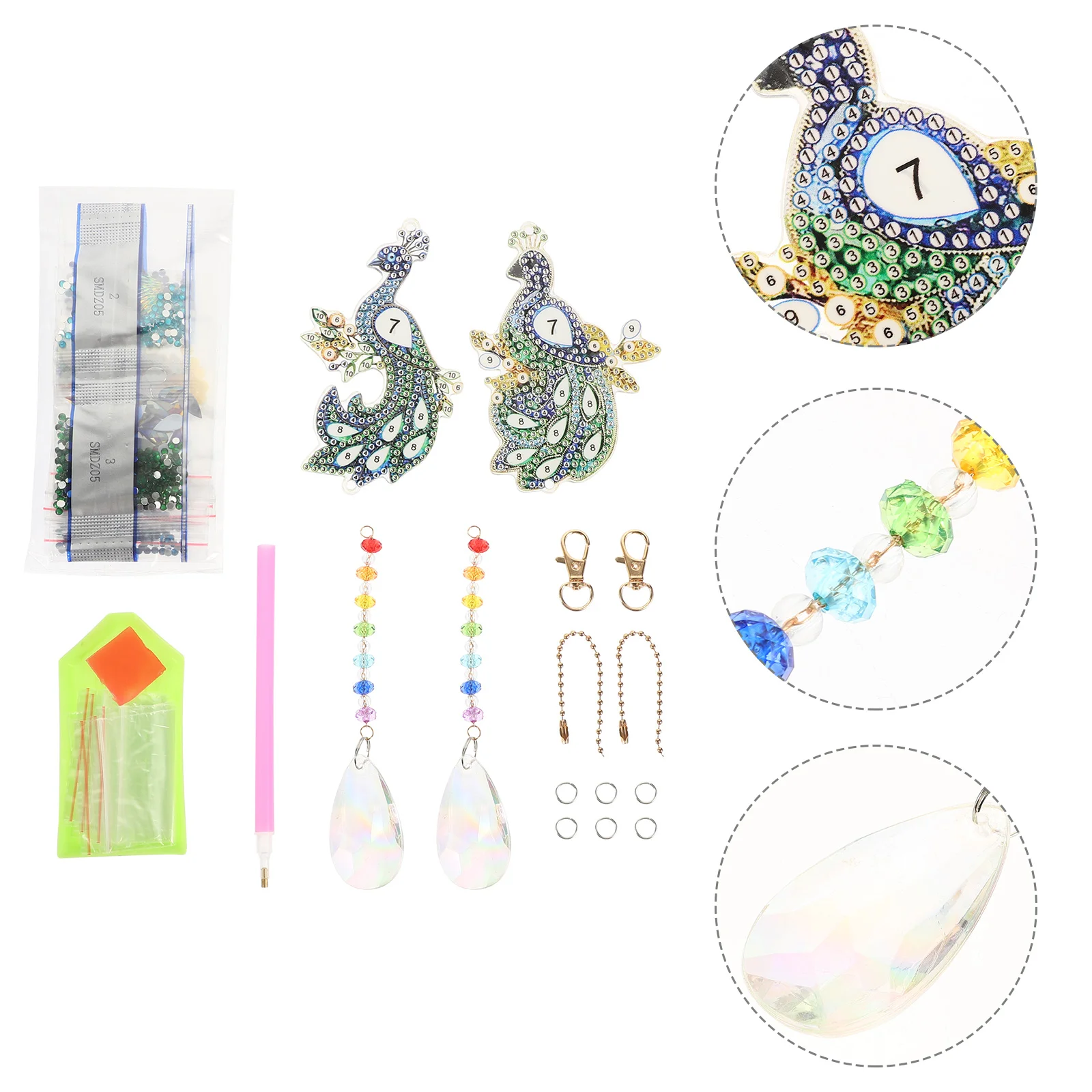 

Pendant Peacock-shaped DIY Keychain Kit Ornament Hanging Decor Acrylic