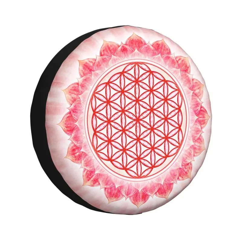 

Flower Of Life Tire Cover 4WD 4x4 RV Sacred Geometry Mandala Spare Wheel Protector for Jeep Wrangler 14" 15" 16" 17" Inch