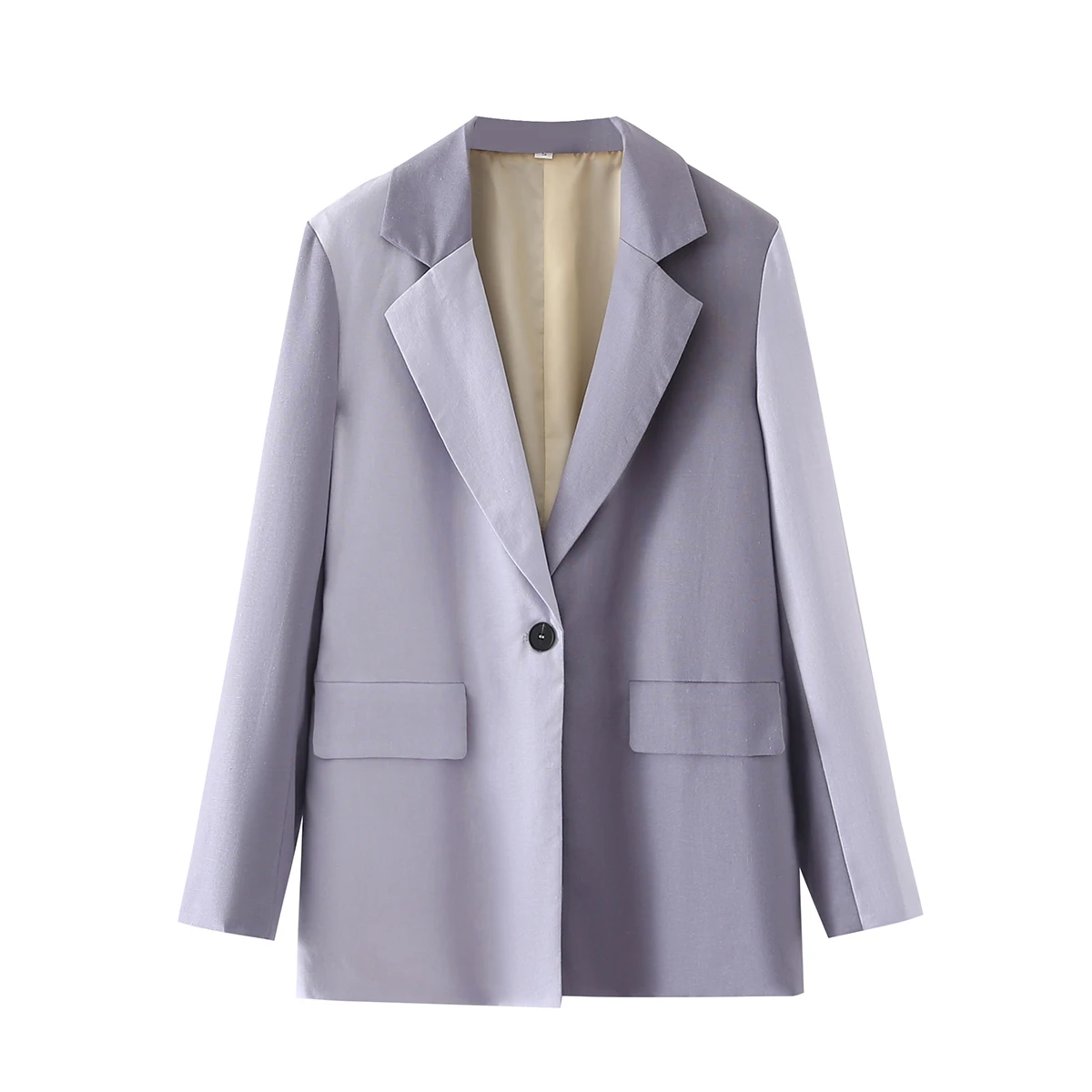 

SuperAen New 2022 One Button Pocket Decorated with Cotton and Linen Color Matching Notched Office Lady Woman Jacket