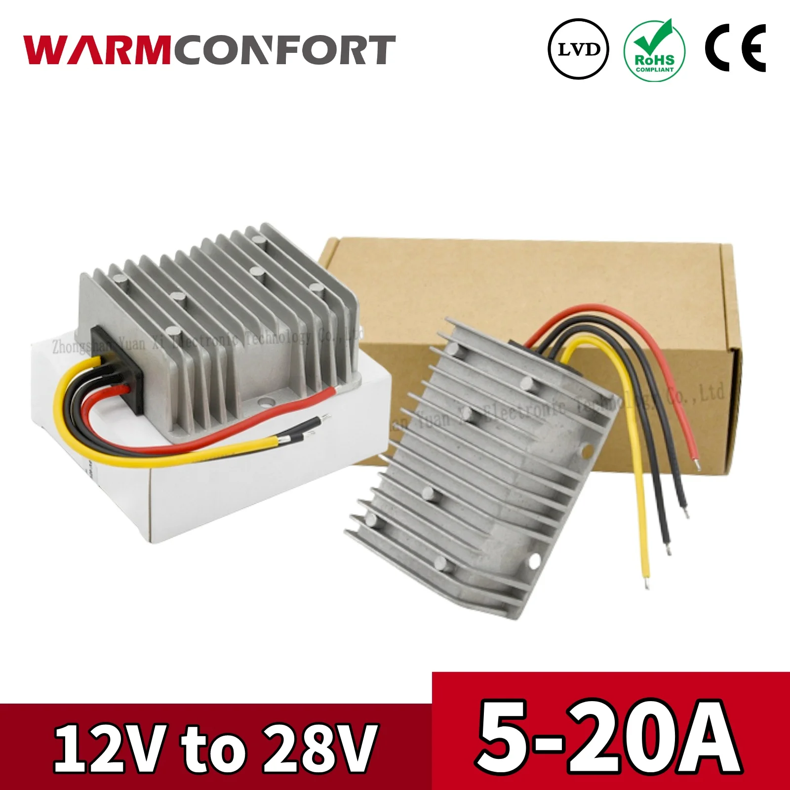 

Warmconfort DC 12V to 28V 5A 8A 10A 12A 15A 20A DC Step-up Power Converter Regulator Car Laptop Power Supply CE