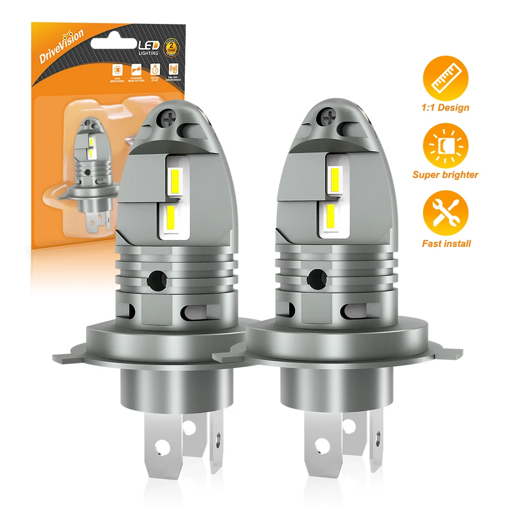 Светодиодная лампа для фар DRIVEVISION, 2 шт., H4, 6000 лм, сверхъяркая лампа, двойная медная трубка, светодиодный ная лампа ближнего и дальнего света, чипы CSP, К, белая