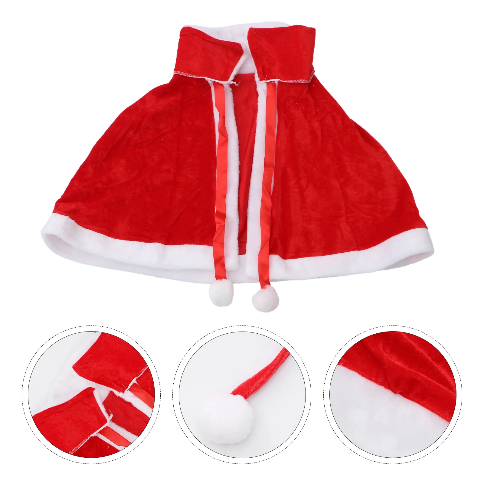 

Red Cape Cloak Christmas Costume Santa Hood Furshawlwomen Hooded Claus Plush Robe Coat Costumes Riding Hatdresscloaks Trim Short