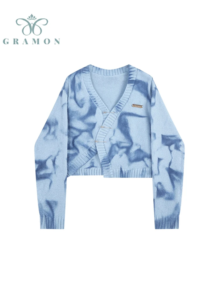 

Женский кардиган на пуговицах, свитер с длинным рукавом и принтом, весна-осень, 2022