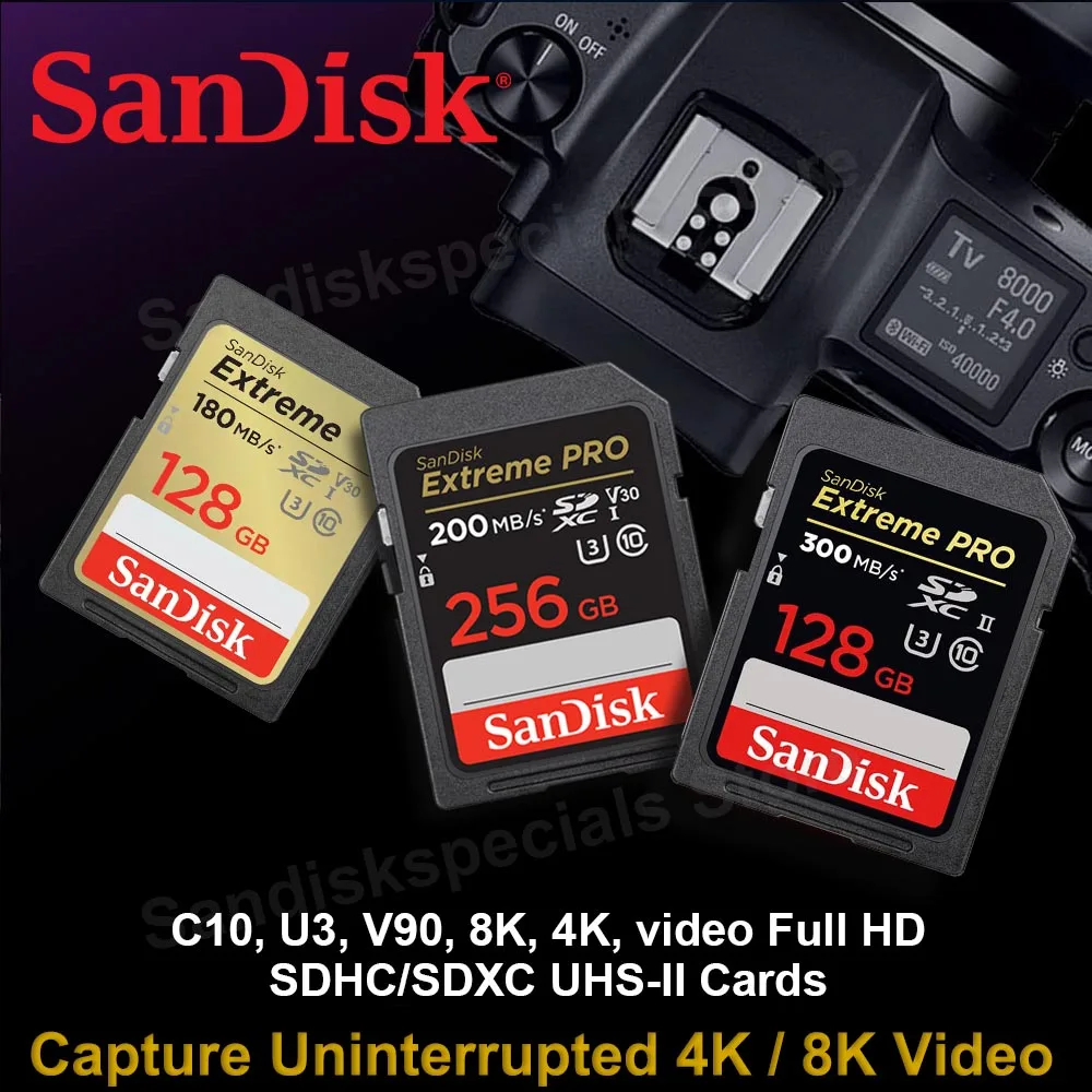 SanDisk Extreme Pro 300 MBumental U3 64 Go 128 Go Carte SD SDHC SDXC Classe  10 V90 32 Go Carte mémoire UHS-II Carte Flash pour appareil photo -  AliExpress