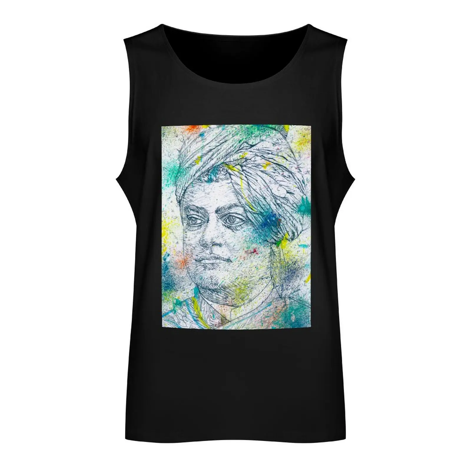 SWAMI VIVEKANANDA - портрет акварели и карандаша .1 Майка лето 2025 футболки без рукавов для