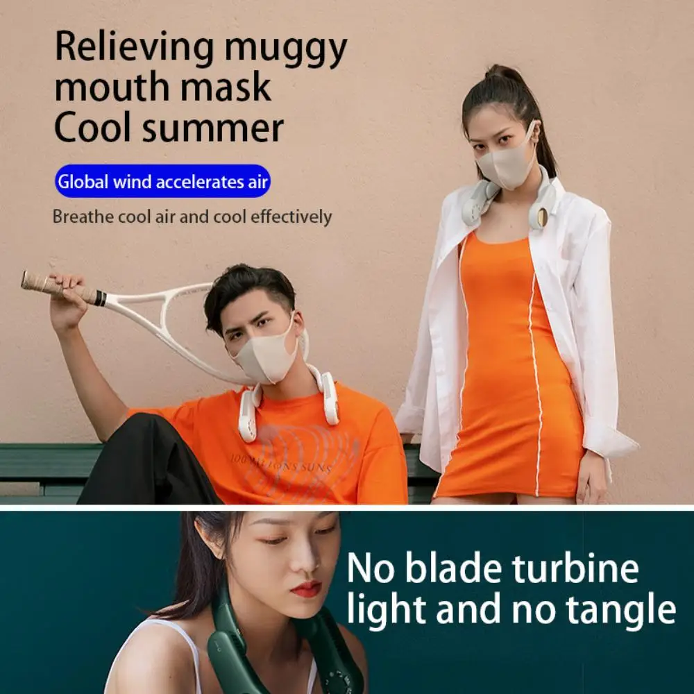 

NewHot Sales Portable Leafless Hanging Neck Fan,360 Degree Lazy Neckband Fan Air Outlets USB 2400Mah Rechargeable Neck Fan