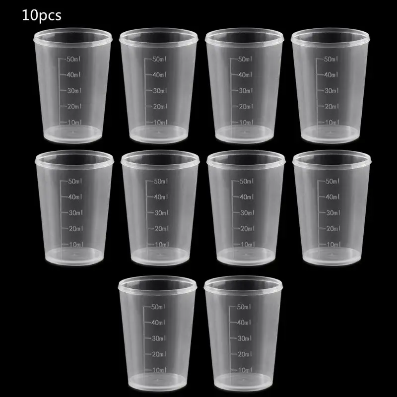 

10pcs 1.75 oz Measuring Cups Clear Plastic Measuring Cups Labs Experiments Supplies for Epoxy Resin Stain Paint Mixing D5QC