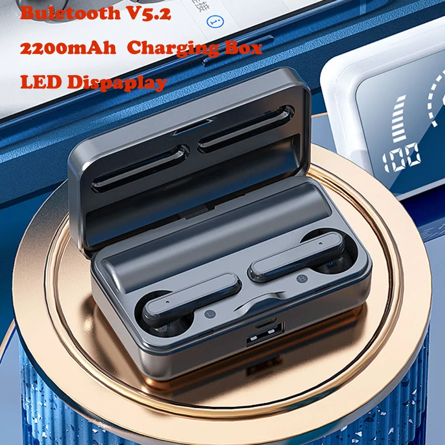 

New TWS Wireless Headphone Waterproof 9D Stereo Bluetooth 5.2 Touch Cotrol LED Display Earbuds Headsets Quick-Charge Earphones