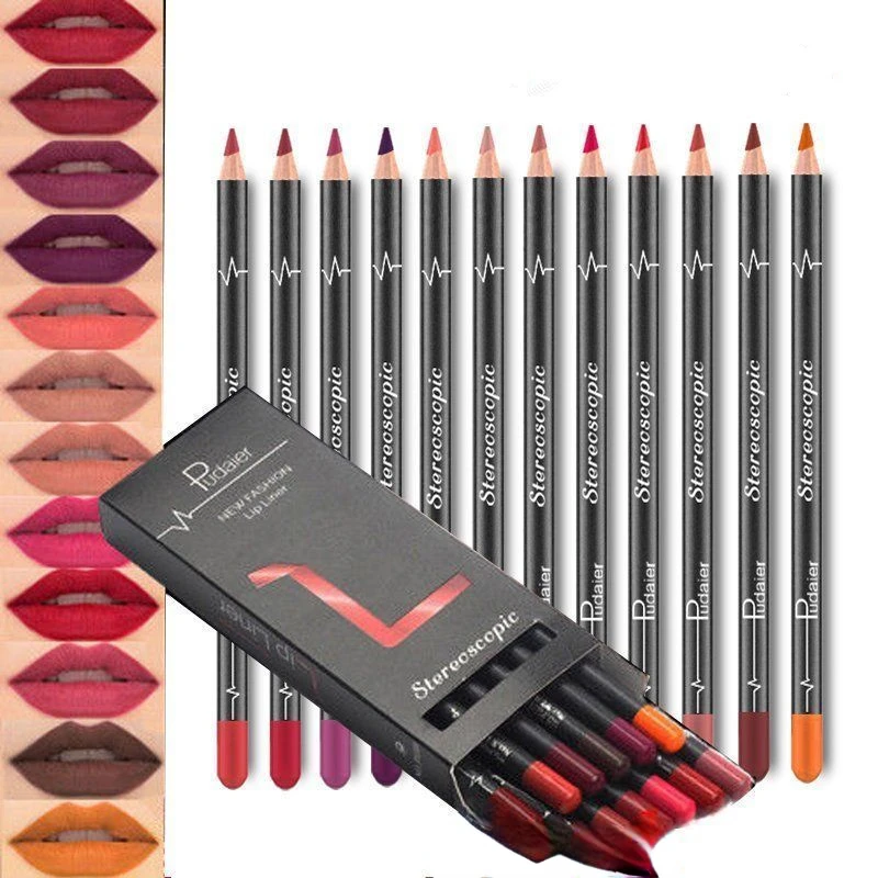 Lipstick Set Pen Matte Lip Liner Long Lasting Makeup Pens Easy To Wear Non-stick Cup карандаш для