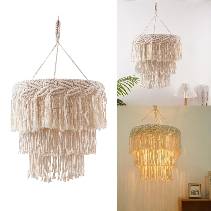 

Nordic Handmade Woven Lampshade Homestay Decorations for Room Bedroom Tapestries Lampshade