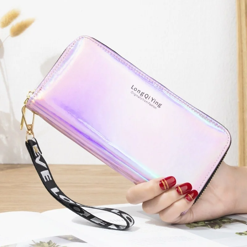 

New Laser Wallet Women Long Pu leather Purse Female Clutch Large Capacity Zipper Purses Phone Purse Carteras Para Mujer