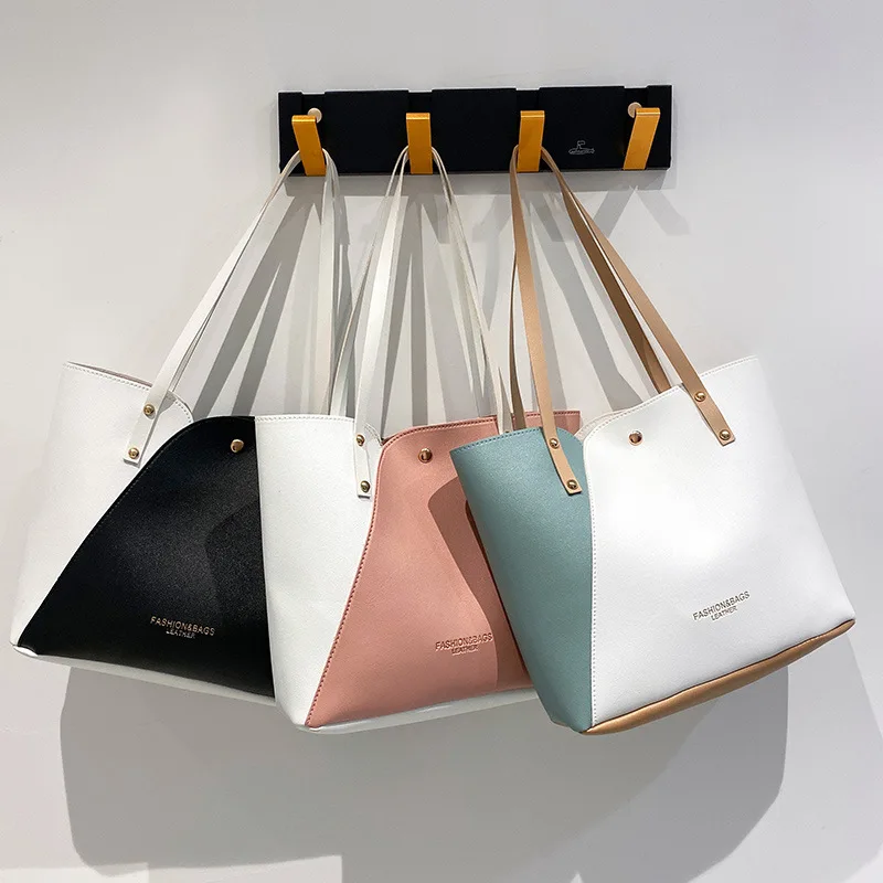 

Women's Patchwork Color Bag Large Capacity Shoulder Bags High Quality Pu Leather Handbag Ladies Wild Bags Purses and Handbags