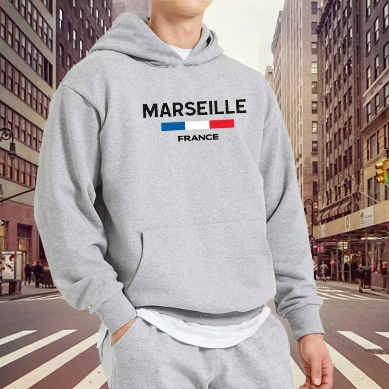 Модные толстовки с принтом флага Франции Марсель мужские повседневные топы в