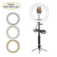 ring light tripod camera ring fill light three phone clips photography led ring fill lamp with selfie pole adjustable for live