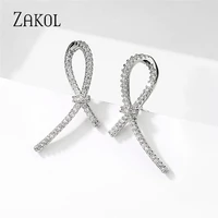zakol new korean inlaid zircon bow women stud earrings fashion student earrings temperament party wedding jewelry