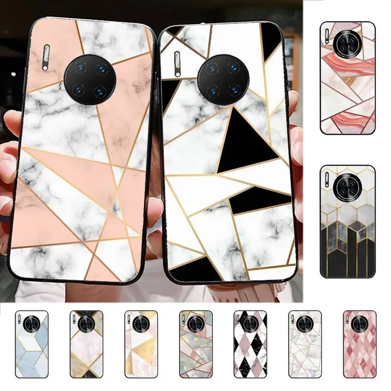 

Marble Geometric Phone Case for Huawei Mate 20 10 9 40 30 lite pro X Nova 2 3i 7se
