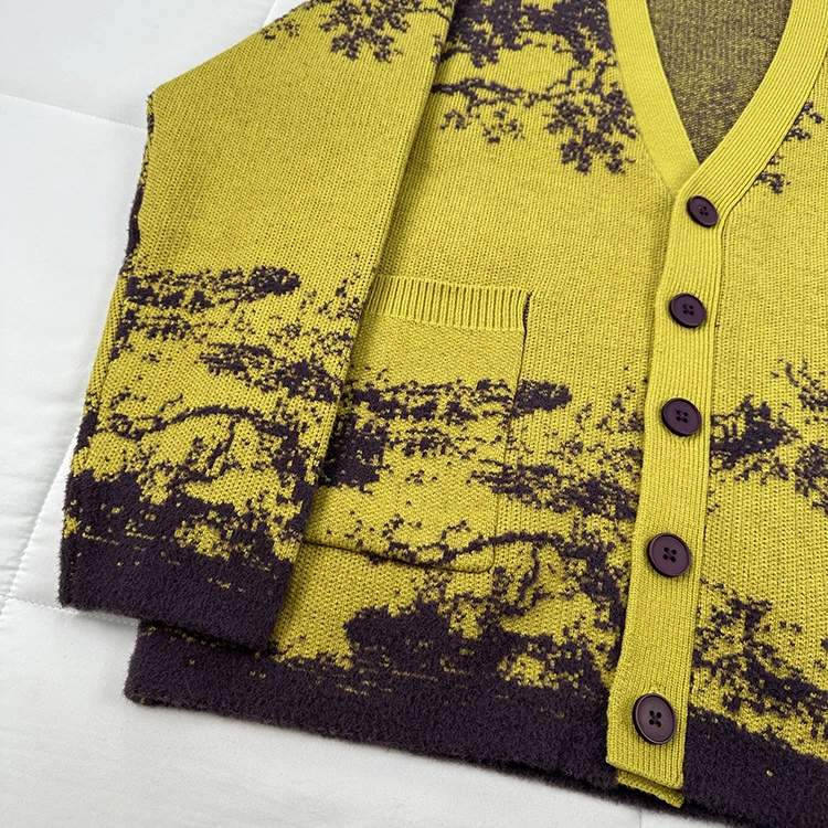 U Ah Joint Name Design Пейзаж 3D Картинка Вязать Корейская серия Свободный кардиган в стиле