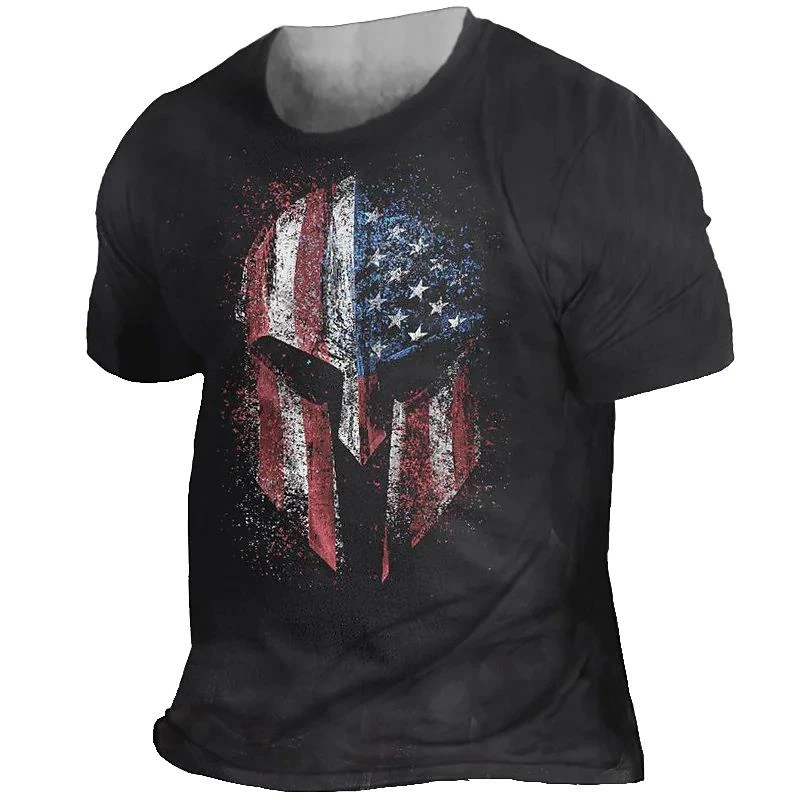 

Vintage T Shirt Men 3d Print Warrior Short Sleeve T Shirt Crew Neck Tees Tops Oversized Tee Shirt Homme Punk Streetwear Camiseta