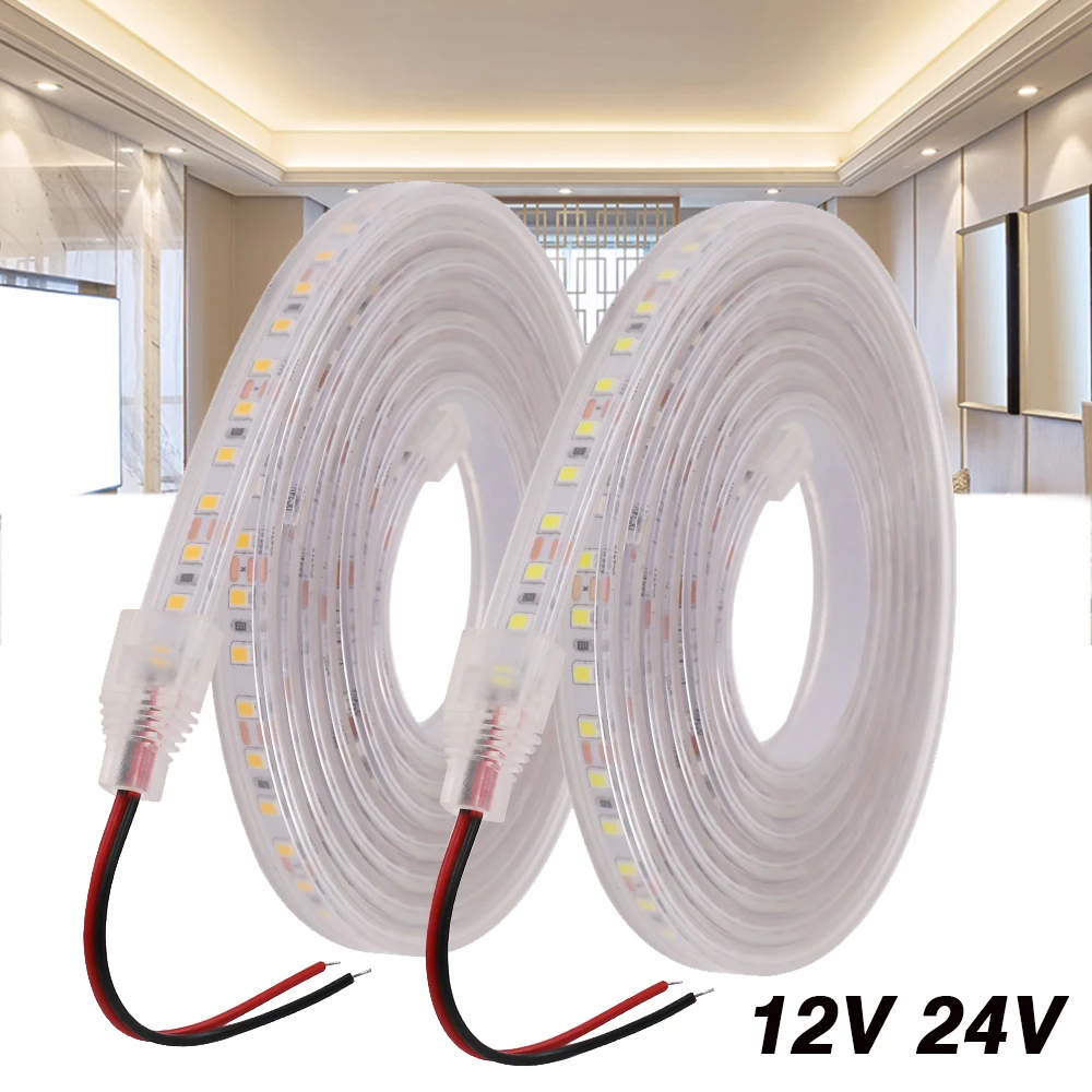

LED Strip 12V 24V Waterproof 2835 120LEDs/m CRI 80RA Outdoor Garden Bedroom Kitchen Lighting Flexible Ribbon Tape Rope Lights