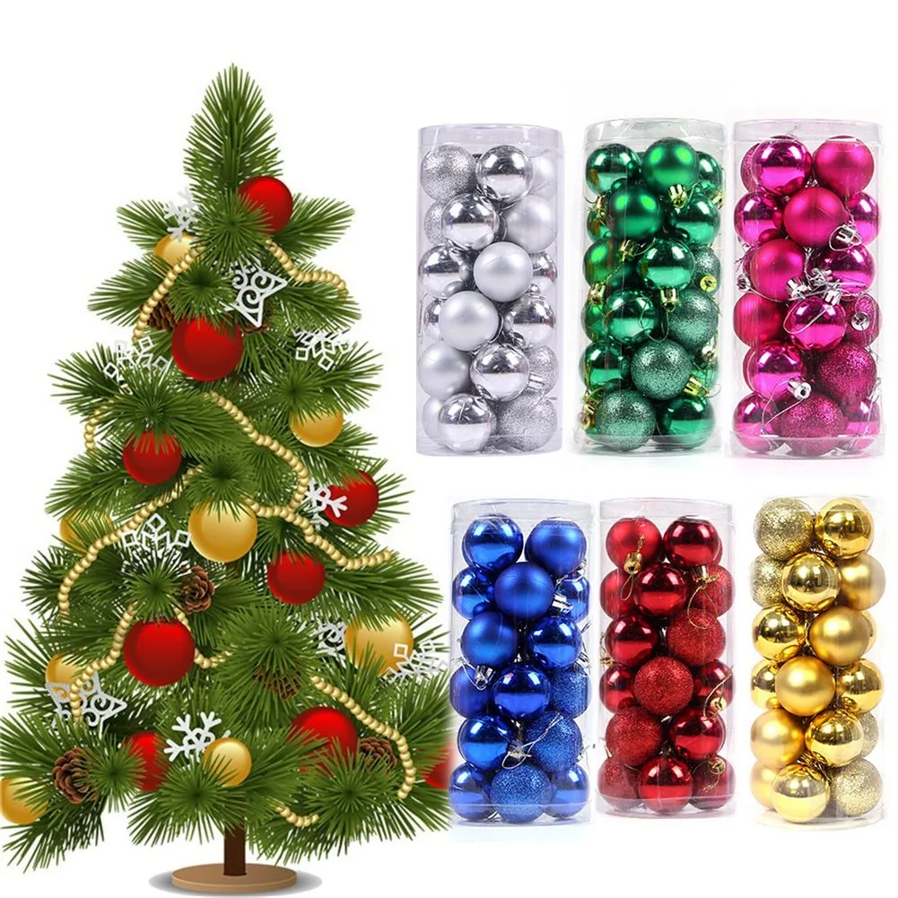 

24PCS Christmas Decorative Balls Set Xmas Tree Ornaments For Holiday Wedding Party Celebration DIY Decor Christmas Supplies
