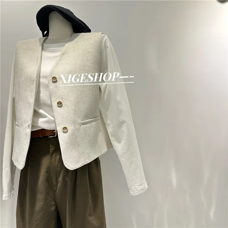 Новое поступление 2023 костюм с v-образным вырезом и высоким воротником жилет