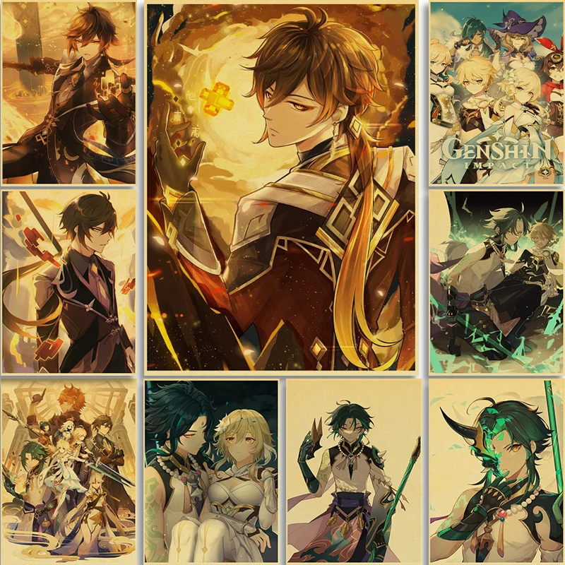 

Classic Anime Adventure Game Room Genshin Impact Canvas Painting Poster Wall Art Painting Home Cafe Bar Study Bedroom Girl Decor