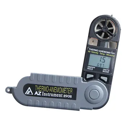

AZ8909 Mini Handheld Pocket Type Digital Air Flow Meter/Windspeed Meter With Humidity And Temp Prseure Range AZ-8909