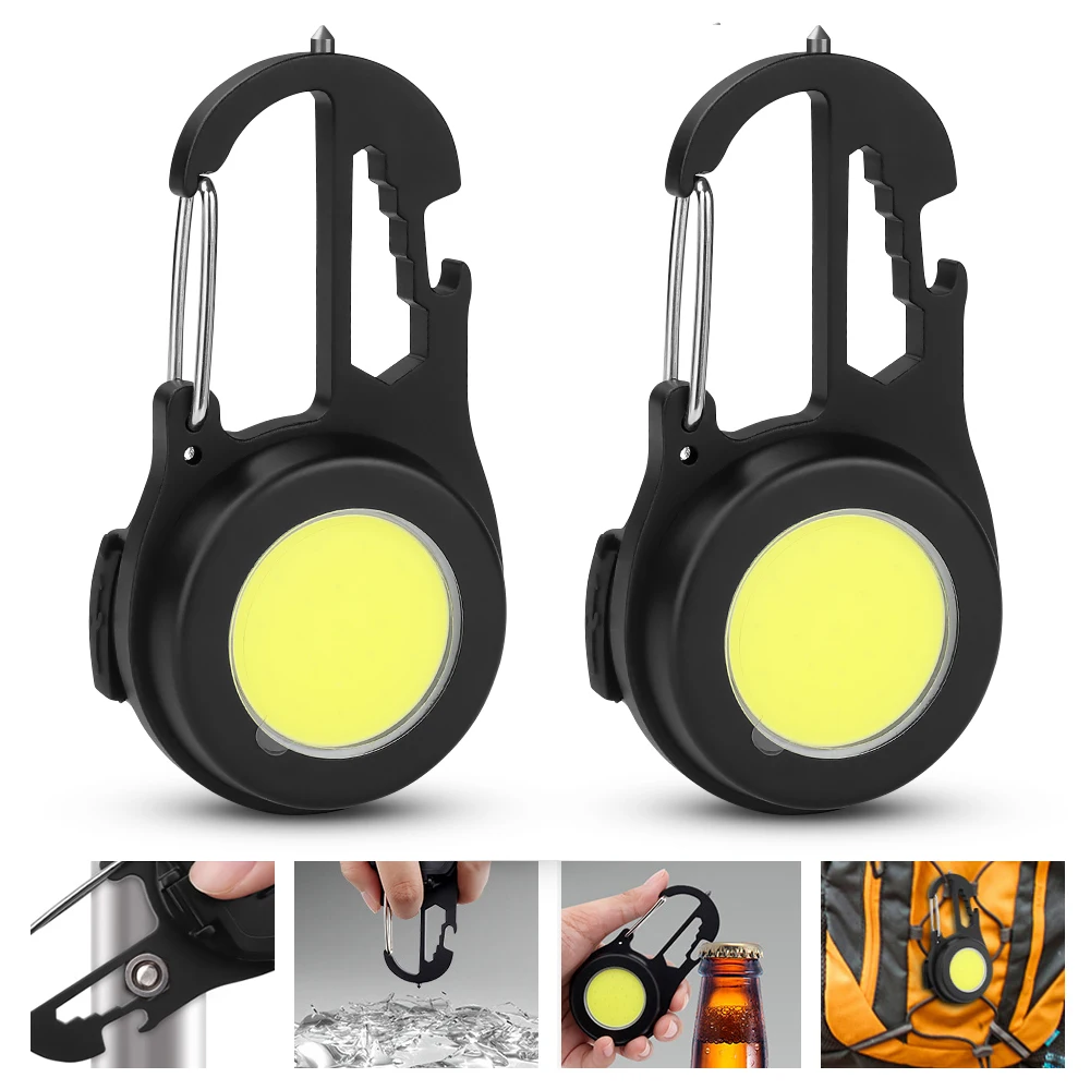 

2PK Mini LED Flashlight Mulitifunction LED Work Light Magnetic Outdoor Lighting Camping Supply with Screwdriver Keychain Lantern