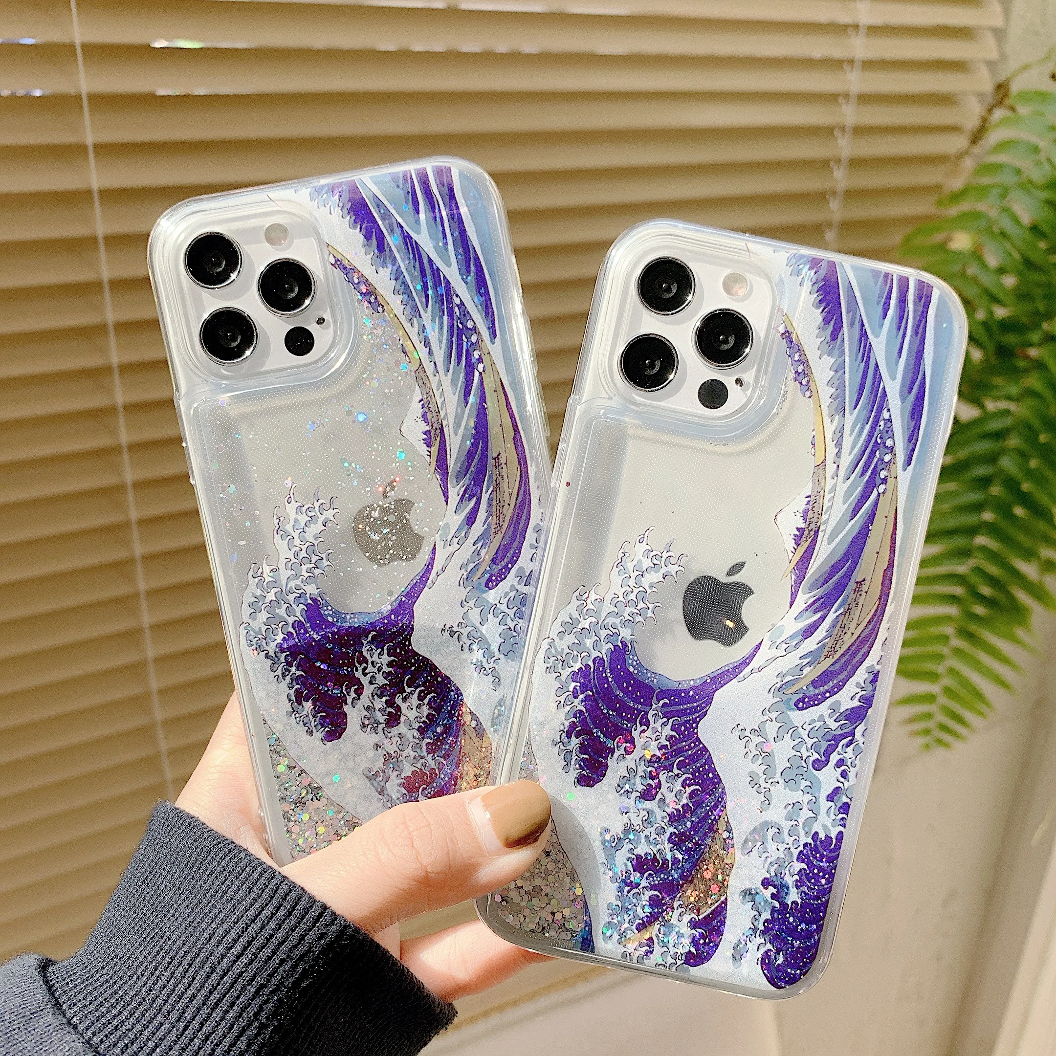 

Wave Pattern Quicksand Phone Case For iPhone 13 12 11 Pro Max XS Max XR X 11 12 Pro 8 7 Plus Soft Phone Case