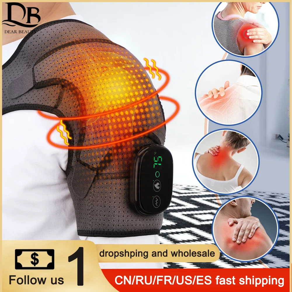 

Heating Vabration Shoulder Massage Brace 3 Levels Physiotherapy Therapy Pain Relief Left Right Electric Battery Heated Massage