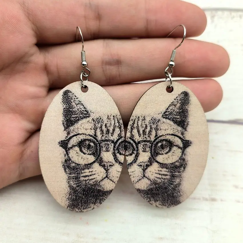 Симпатичные Бостон-терьер бриллиантовые женские серьги кошка с очками Смешные