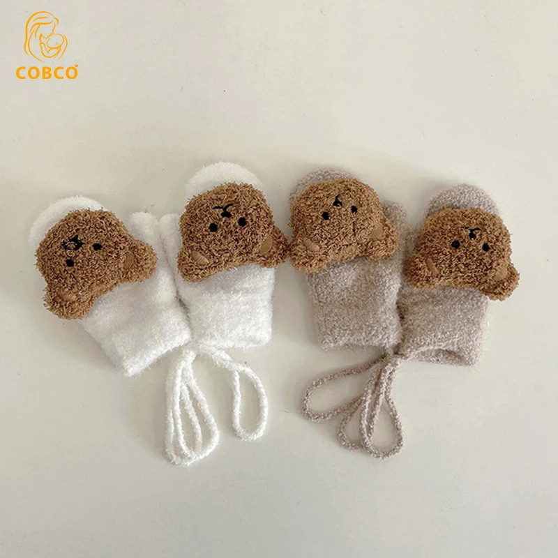 

1-4 Years Old Winter Children Girls Soft Finger Baby Gloves Animal Bear Warm Kids Glove Outdoor Toddler Mittens Newborn Mitten