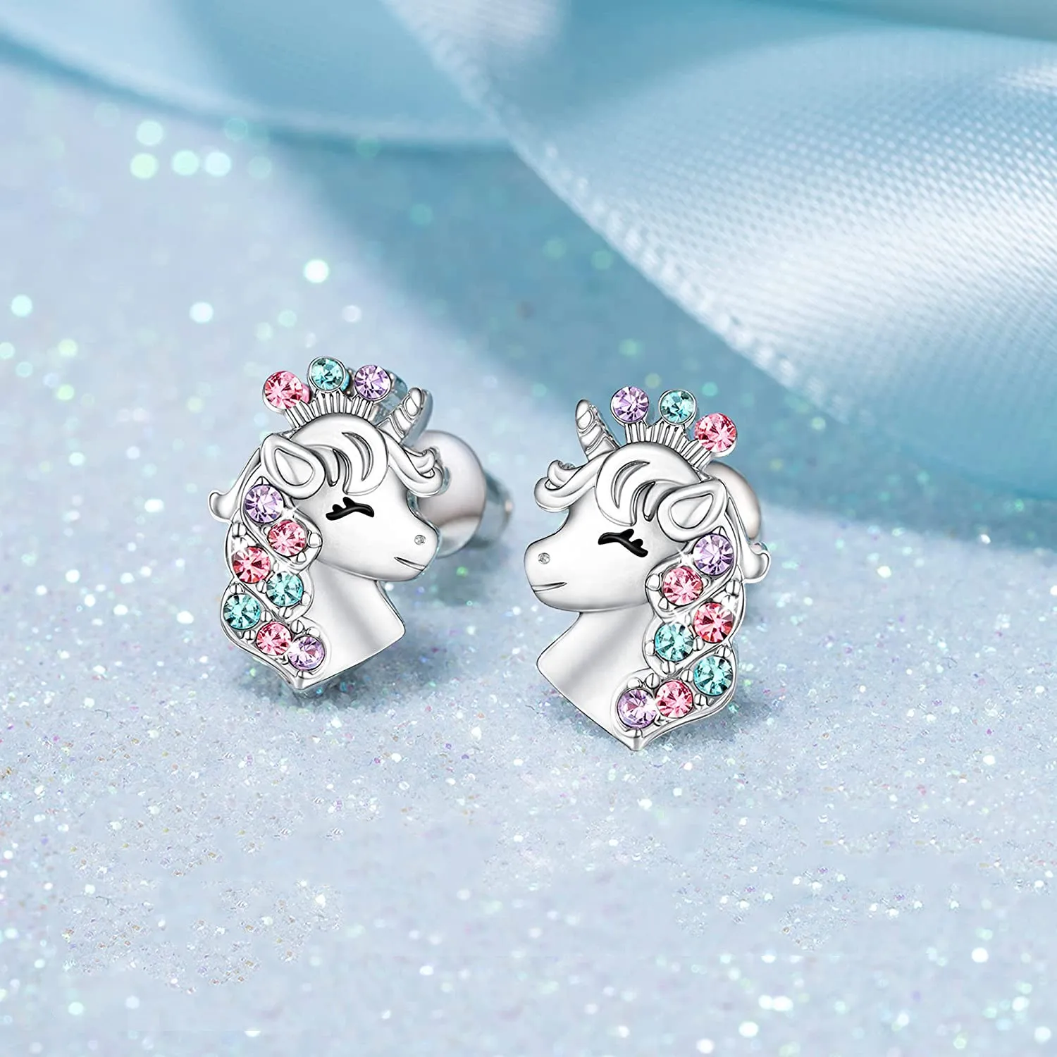

Unique Fashion Unicorn Crystal Birthstone Stud Earrings for Women Valentines Day Gift Anniversary Aesthetic Jewelry Pendientes