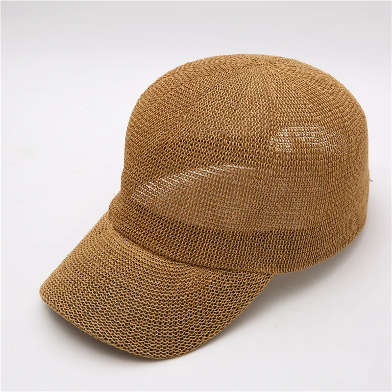 

2022 New straw hat women's outdoor leisure baseball cap sunscreen summer adjustable peaked cap solid color UV protection sun hat