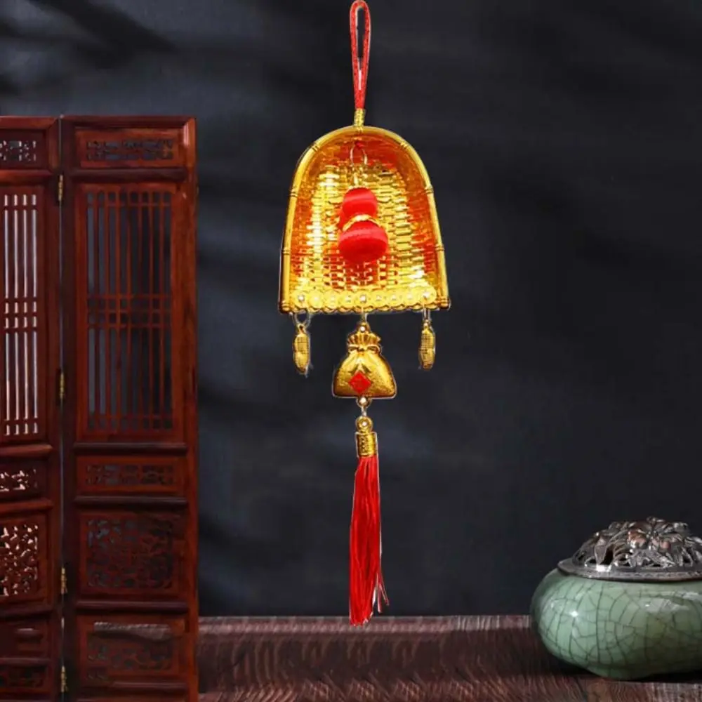 Plastic Golden Dustpan Broom Hanging Decorative Snake Year Lucky Ornament Cute with Tassel Chinese New Pendant