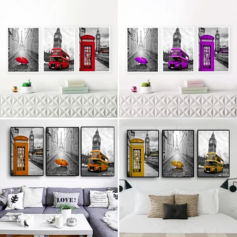 Регулировка цвета контраст Лондон Париж пейзаж город холст картины