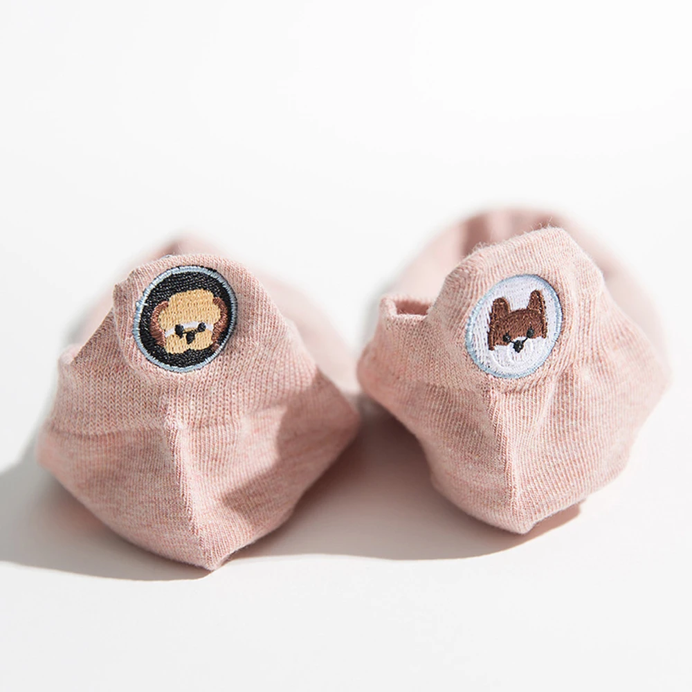 10 Pieces = 5 Pairs Women Kawaii Fashion Happy Funny Cartoon Animal Embroidered Dog Expression Harajuku Short Ankle Socks 35-41