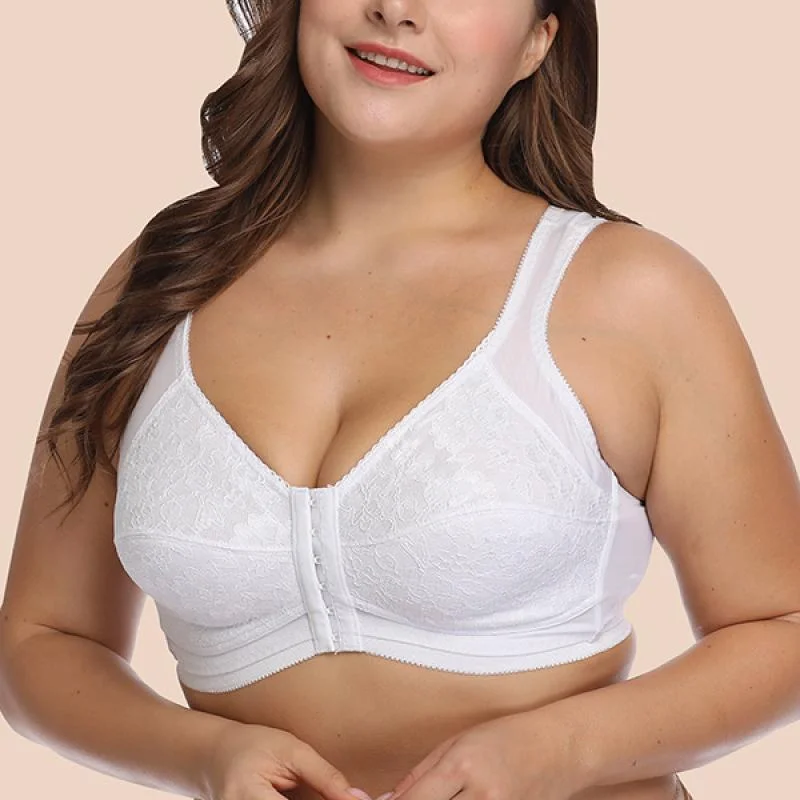 

Plus Size Push-Up Bra Sexy Lace Front Closure s For Women Ultra Thin Comfort lette Vest Wireless Gathered ssiere