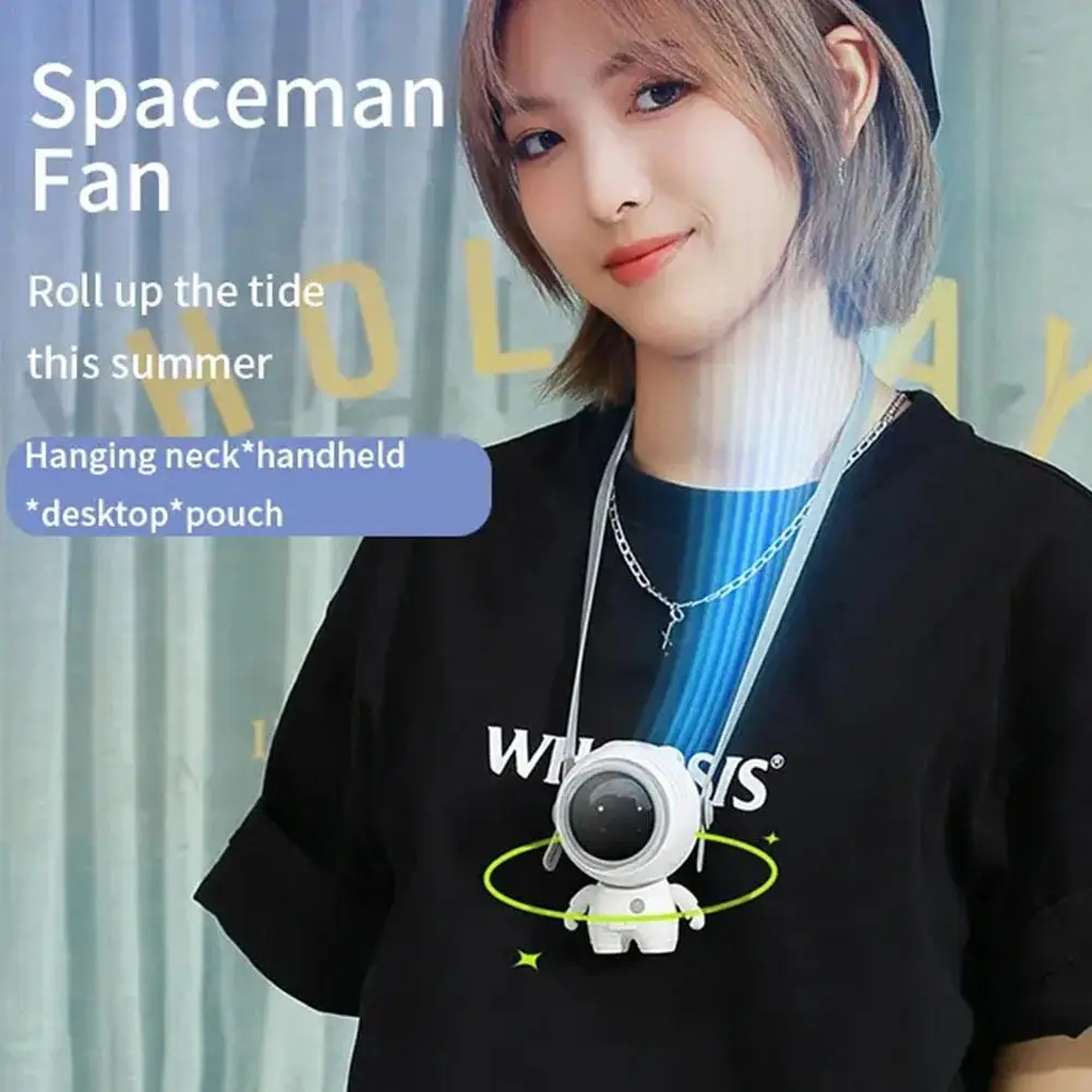 

Мини-вентилятор на шею в форме астронавта портативный с USB-зарядкой и ремешком