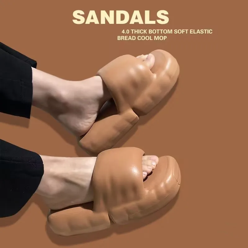 

Мужские летние шлепанцы из ЭВА на платформе, мягкие комнатные тихие Нескользящие сандалии для массажа и ванной, дезодорирующие, индивидуальные Повседневные тапочки