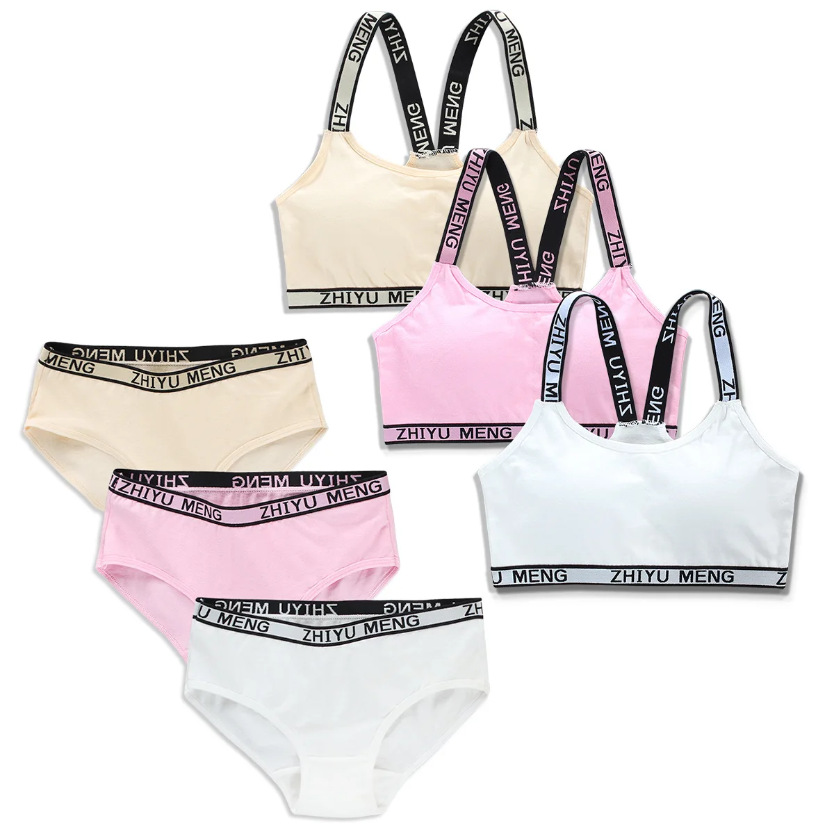 

2022 Girls Bra and Panty Sets Teenage Girls Cotton Padded Training Bra + Panties Kids Sports Bra Panties Underwear Xmas Gifts