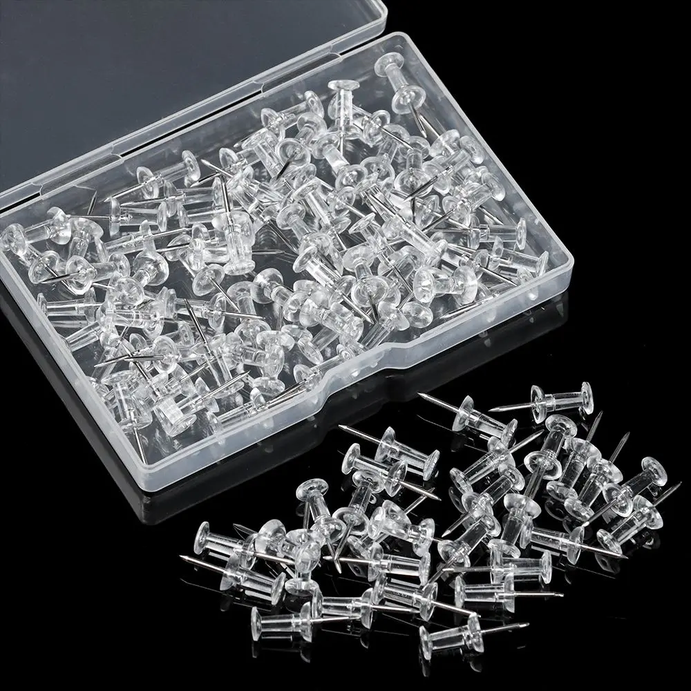 

100 Pcs Durable Reusable Buttons Pins Plastic Push Pins Drawing Pins Clear Push Pins Stationery Supplies