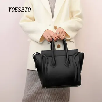 VOESETO Women's High Quality Luxury Designer Replica Handbag Leather Shoulder Bag Top Handle Big Tote Black Bags 2021 Brand New