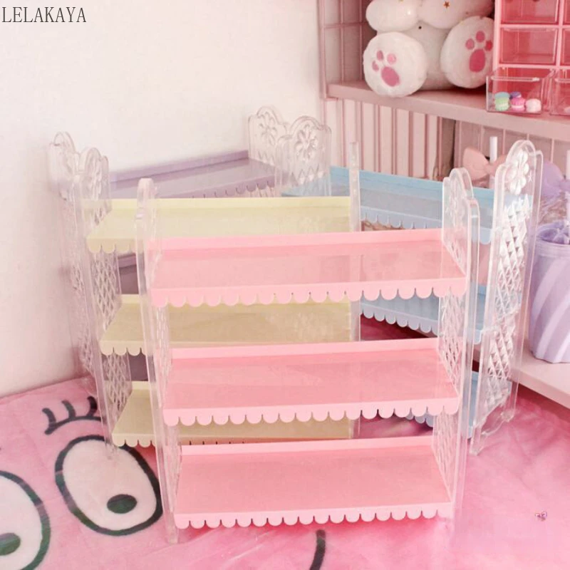 

3 Layers Storage Rack Desktop Cartoon Figure Display Shelf for Women Bathroom Cosmetic Shelf Organizer Dormitory Assembly Rack
