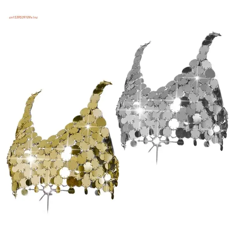 

Блестящие блестящие бюстгальтеры с кисточками, цепочка, укороченный топ, украшения для тела, Пляжная Ночная сорочка