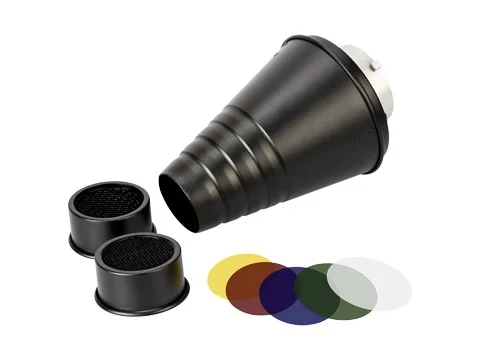 SWIT BA-ST3 Bowens Mount 3.1-inch Snoot with 25° & 30° honey combs and 5x color filters